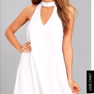 Short white dress cut out neck